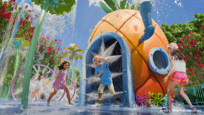 A rendering of Nickelodeon's SpongeBob SquarePants Bikini Bottom at the forthcoming Universal Kids Resort in Texas. A rendering of Nickelodeon's SpongeBob SquarePants Bikini Bottom at the forthcoming Universal Kids Resort in Texas.