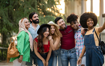Group of travelers of different ethnicities