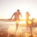 couple, romance, sunset, honeymoon, beach