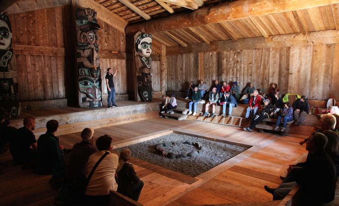 Chief Son-i-Hat Whale House at the Historic Haida Village of Kasaan in Alaska. Indigenous tourism, native american heritage, native american tourism