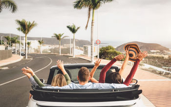 Group of young people going on a road trip.