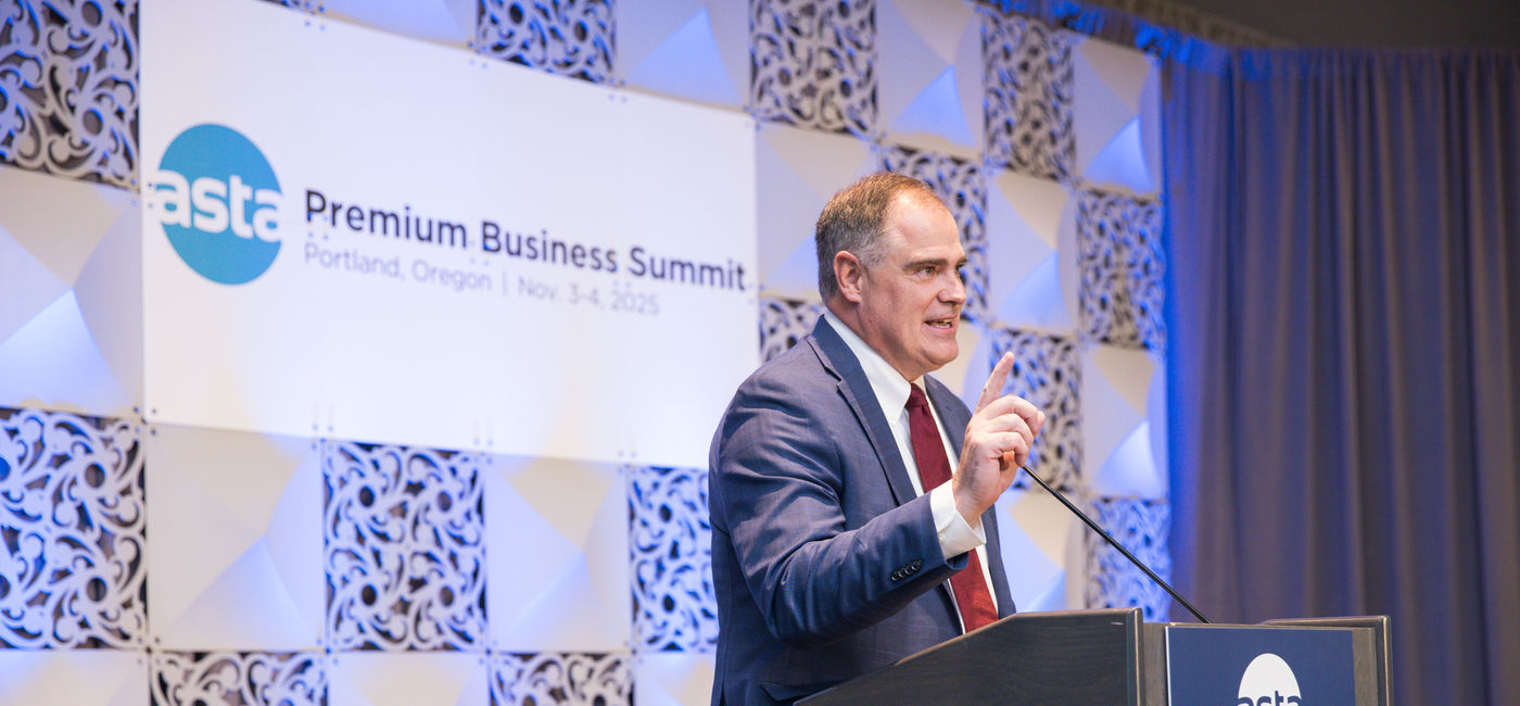 Image: ASTA President and CEO Zane Kerby speaks at the 2025 Premium Business Summit in Portland, Oregon. (Photo Credit: ASTA)