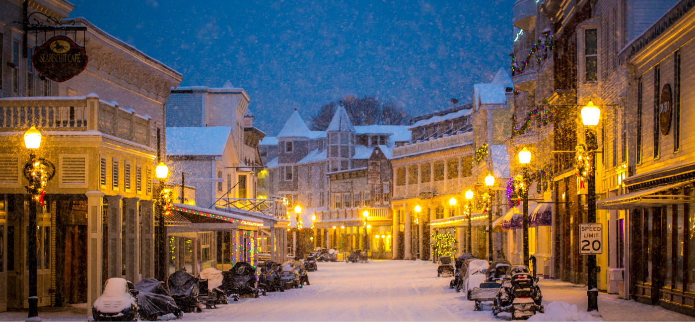 Image: Downtown Mackinac Island, Michigan in the winter. (Sara Wright)