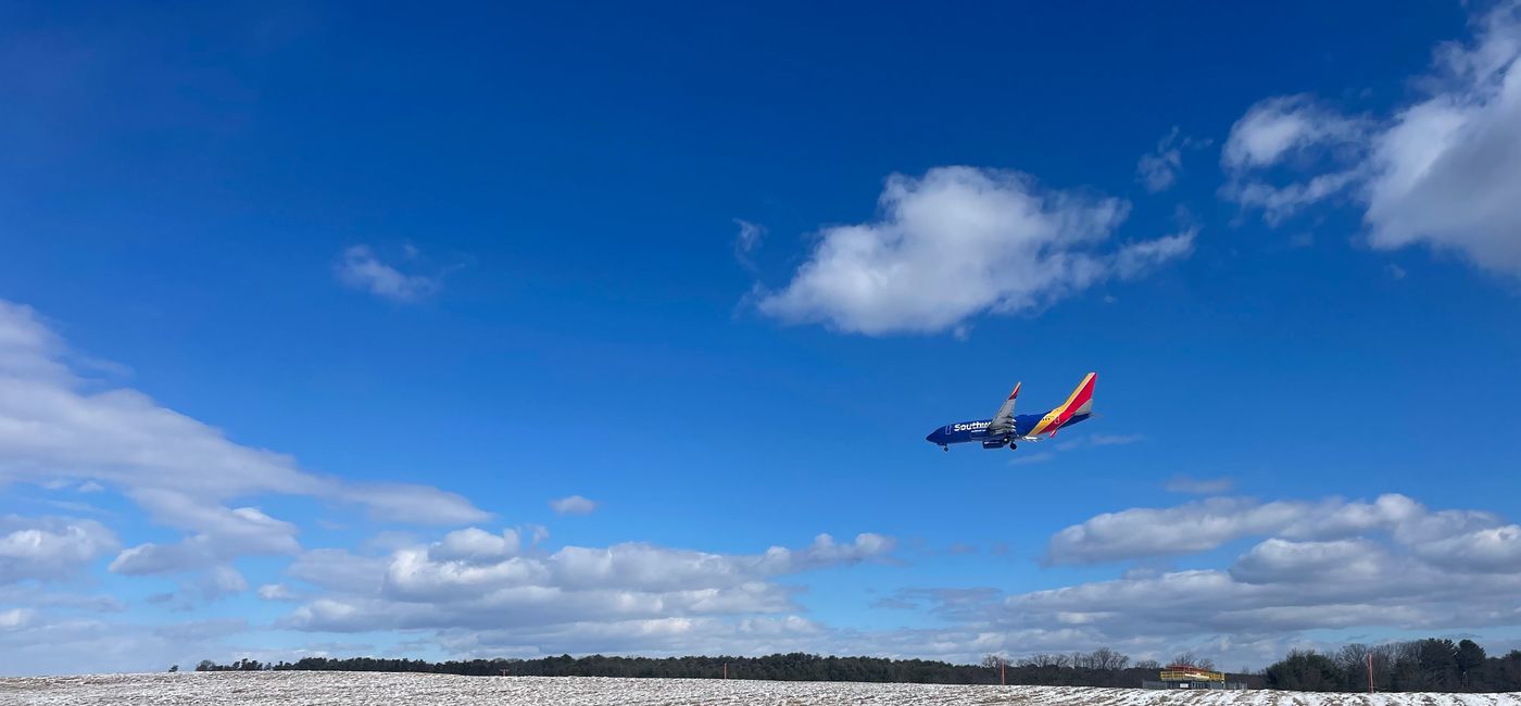 Image: Southwest Airlines plane landing at Baltimore/Washington International Airport. (Photo Credit: Patrick Clarke)