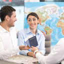 Travel Agent with clients.