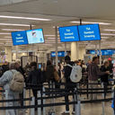 TSA security line, travel, travelers, crowd