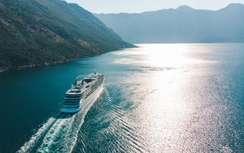 Cruise ship sailing off in the distance