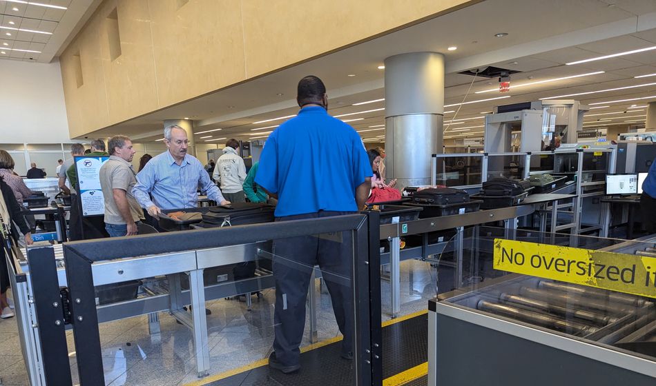 TSA security line, travel, travelers, crowd
