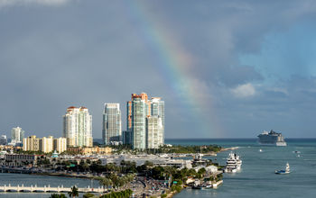 A rainbow stretches over Fort Lauderdale, Florida.