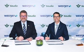 The agreement was signed by Arved von zur Muehlen, CCO, Saudia, and John Weatherill, EVP & CCO, WestJet.