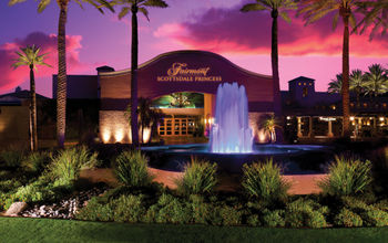 Fairmont Scottsdale Princess entry at sunset.