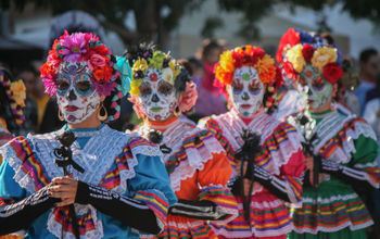 Women celebrating Dia de los Muertos in Mexico